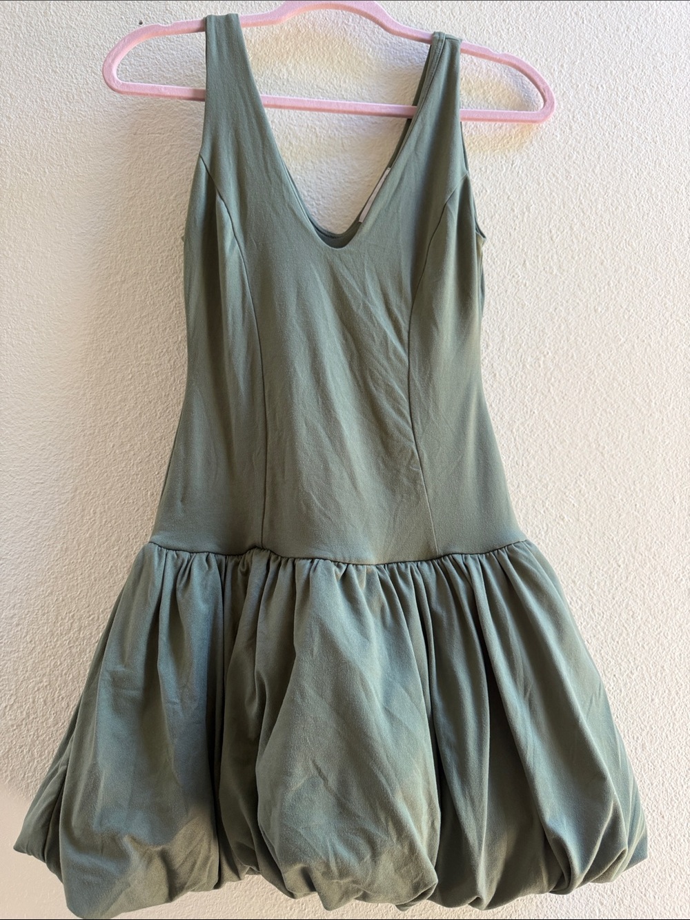Sage Green Sleeveless Bubble Hem Dress